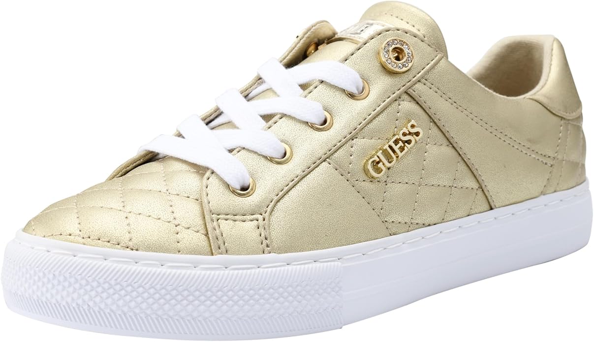 GUESS Women's Loven Sneaker, Gold, 6.5 US/ EU 37.5 GUESS