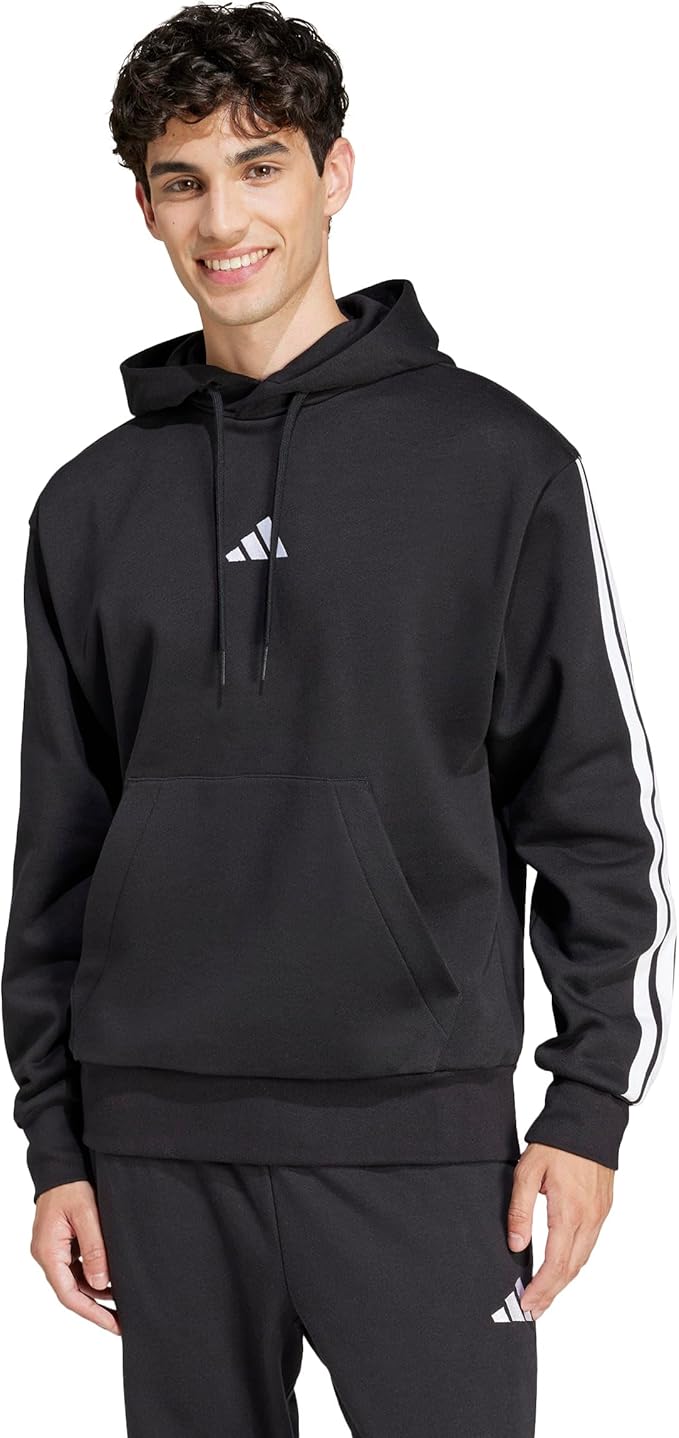 Adidas Sportswear Essentials 3-Stripes Men's Fleece Hoodie, Black/White, X-Large ADIDAS