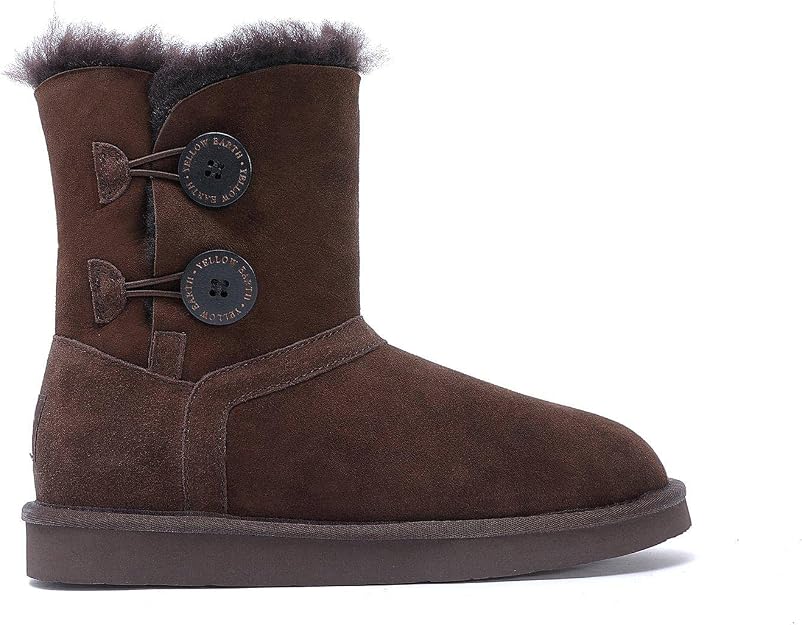 Yellow Earth Harper - Classic 2 Button UGG Boot (6, Chocolate, Numeric_6) / EU 37 Yellow Earth
