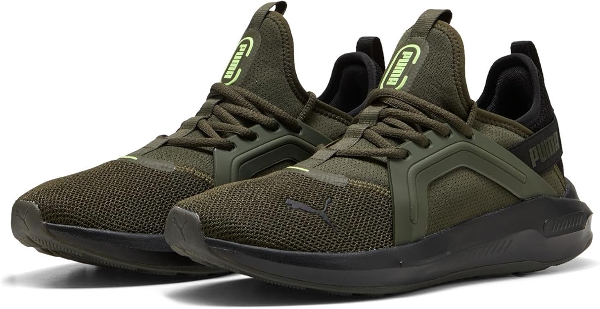 PUMA Men's Softride Enzo 5 Sneaker, Dark Olive/PUMA Black/Fizzy Light, 6 US / EU 38 Puma