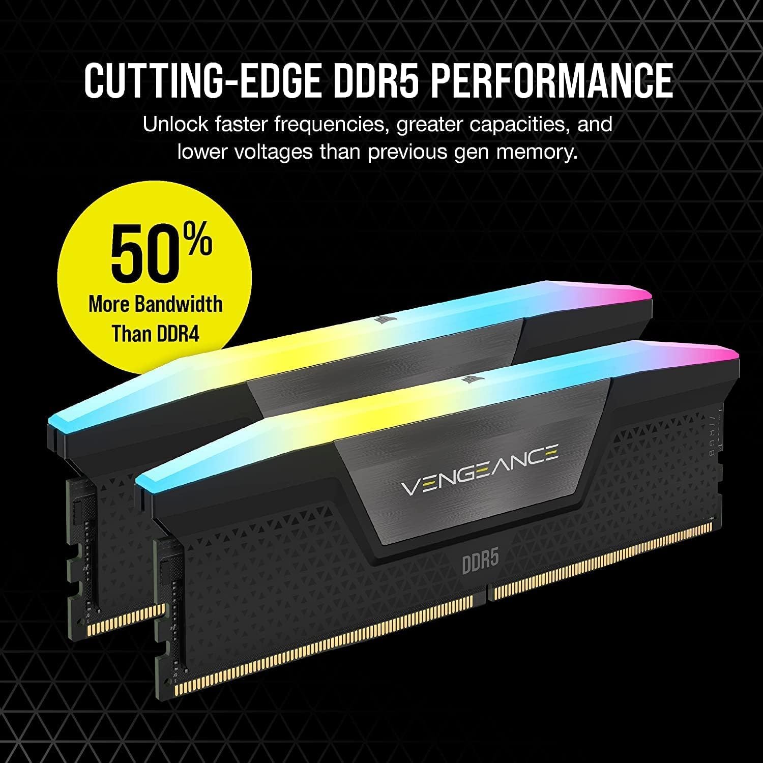 CORSAIR Vengeance RGB DDR5 16GB 6000MHz CL36 Intel XMP RGB RAM Black CMH32GX5M2E6000C36 – Excellent Condition (Only 1 stick available) CORSAIR