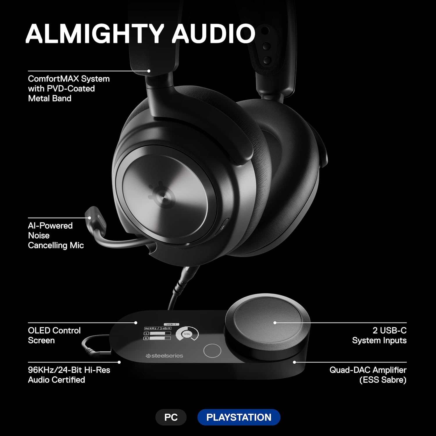 SteelSeries Arctis Nova Pro Wireless Multi-System Gaming Headset – Excellent Condition STEELSERIES