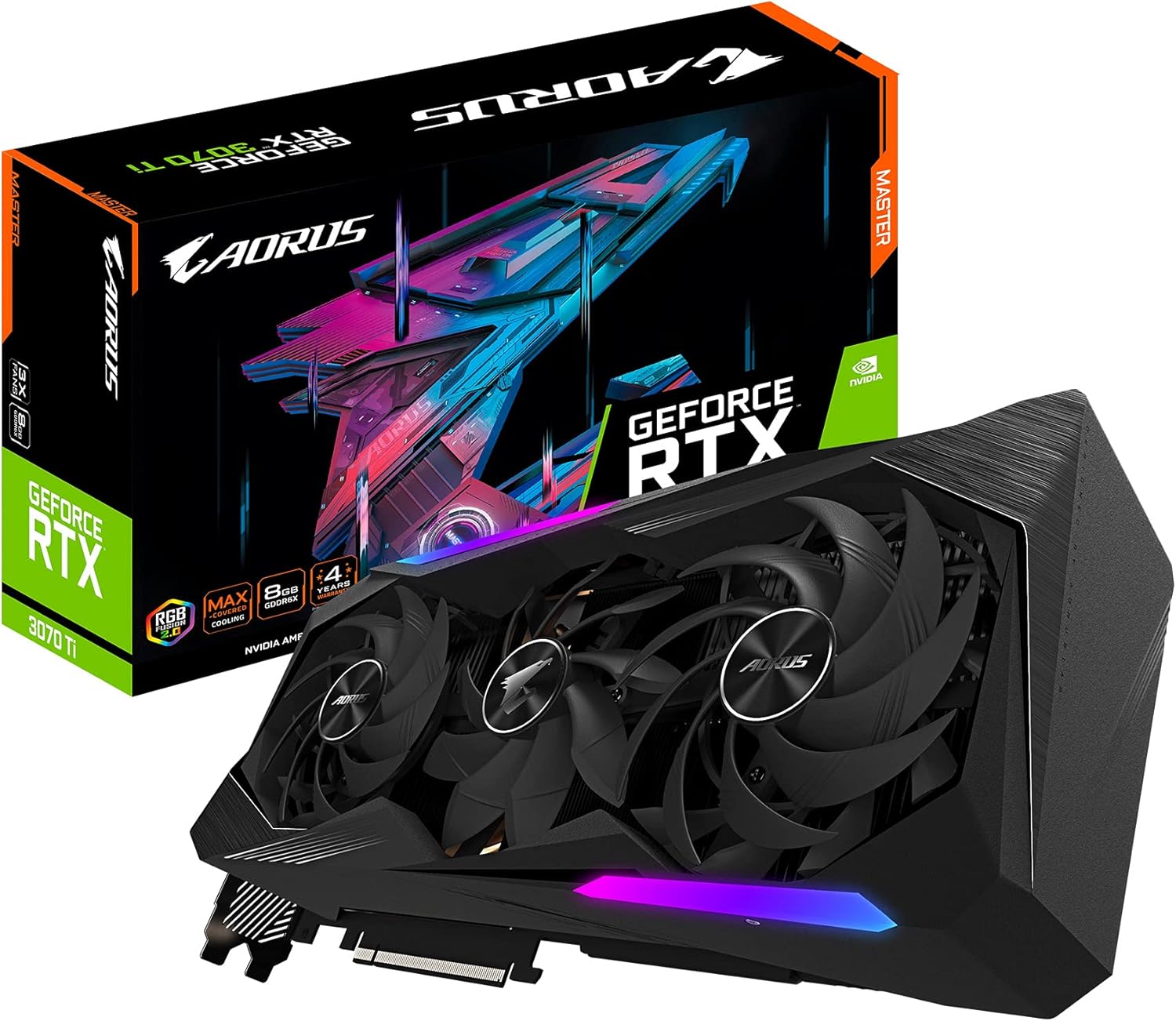 Gigabyte AORUS GeForce RTX 3070 Ti MASTER 8GB GDDR6X Graphics Card RGB LCD – As New GIGABYTE