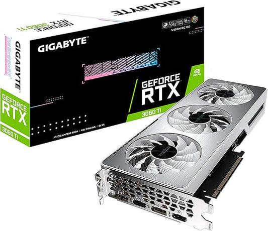 Gigabyte GeForce RTX 3060 Ti Vision OC 8GB V2 LHR Graphics Card White – As New GIGABYTE