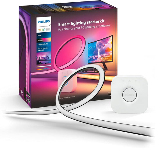 Philips Hue Play Gradient PC Lightstrip Starter Kit 24-27" Monitor + Hue Bridge – As New Philips
