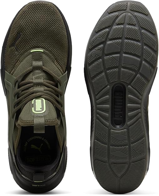 PUMA Men's Softride Enzo 5 Sneaker, Dark Olive/PUMA Black/Fizzy Light, 6 US / EU 38 Puma