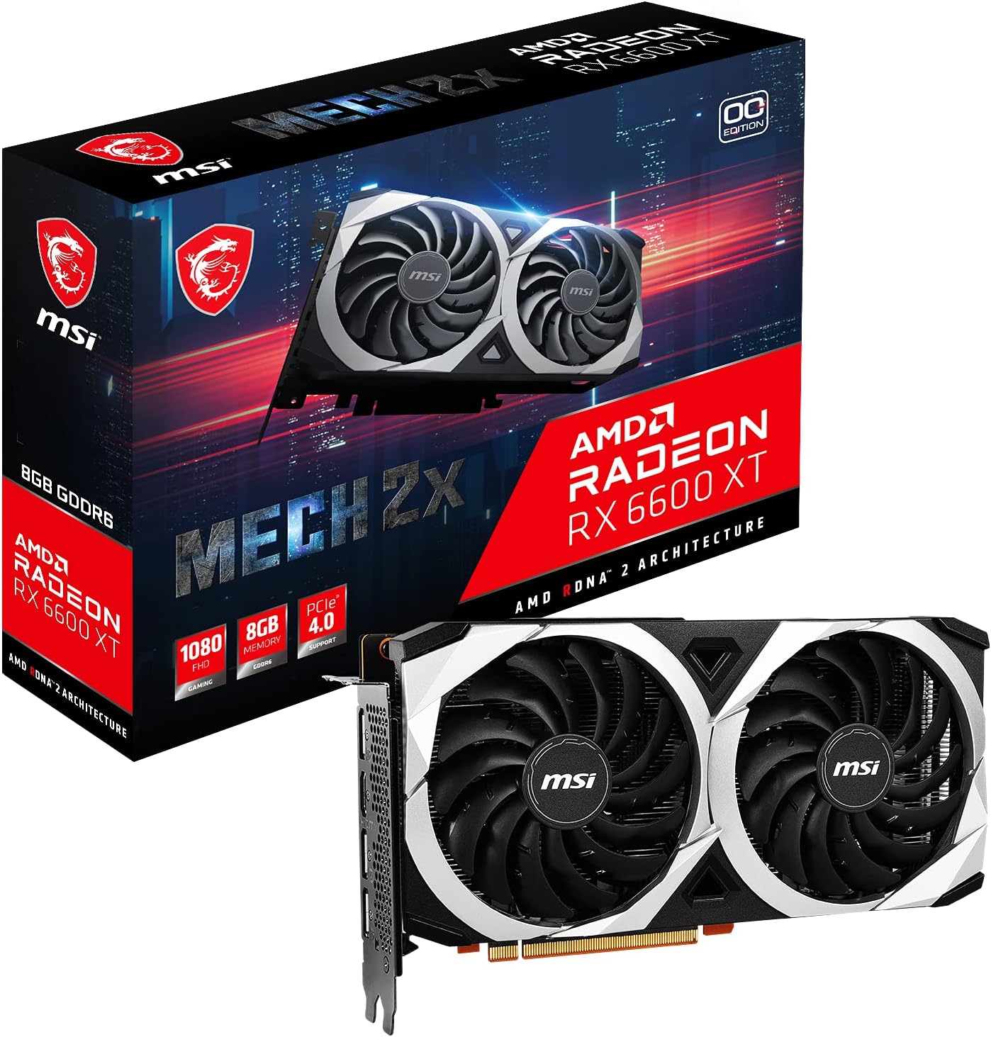 MSI Radeon RX 6600 XT MECH 2X OC 8GB GDDR6 Graphics Card PCIe 4.0 – As New MSI