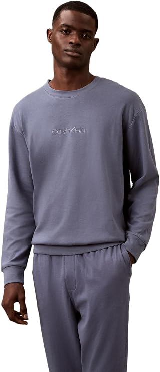Calvin Klein Men's Modern Terry Lounge Sweatshirt, Grisaille, Medium - Soft Touch, Layering Essential Calvin Klein