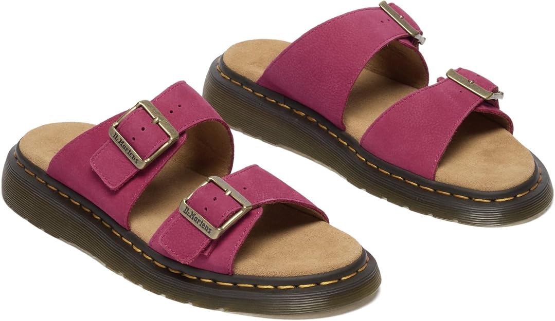 Dr. Martens Unisex Josef Slide Sandal, Fuchsia Pink Milled Nubuck Leather, UK 11/US M12W13 / EU 46 Dr Martens