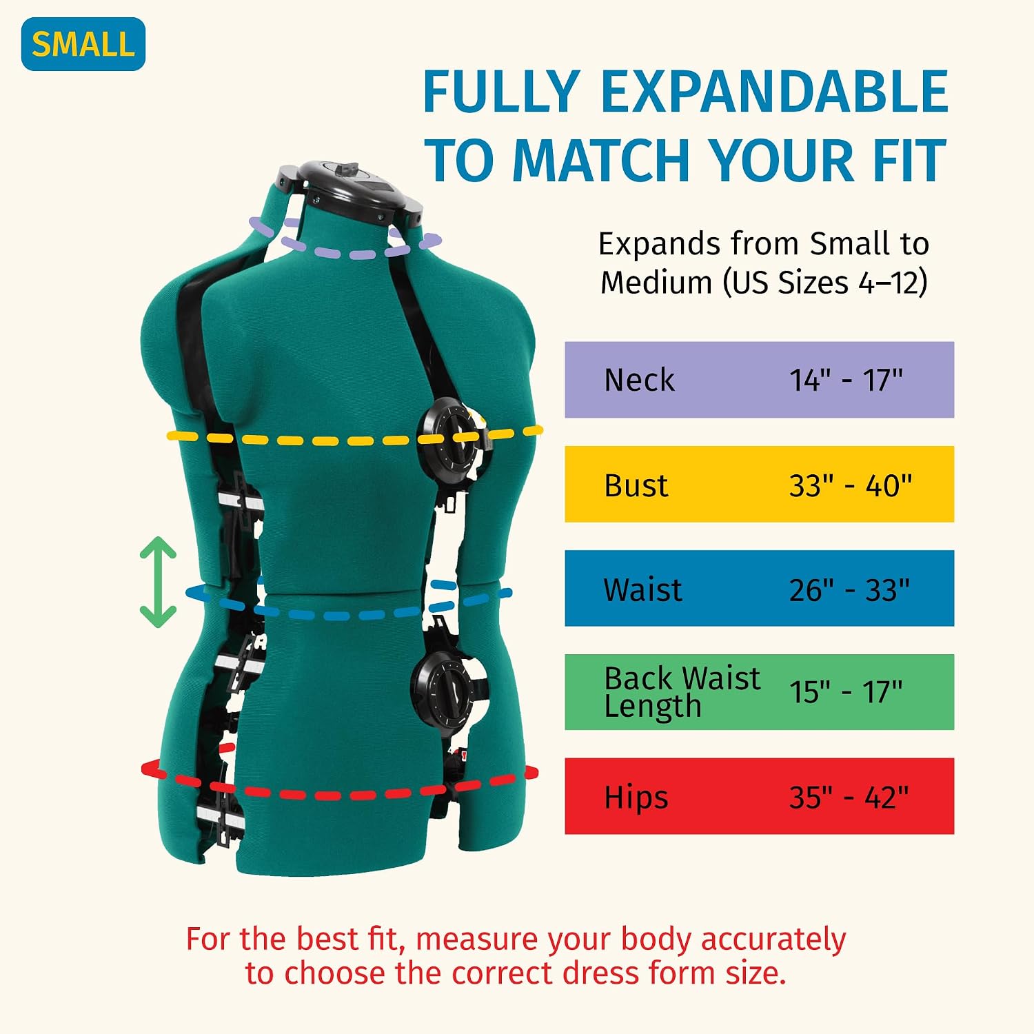 Dritz Sew You Adjustable Dress Form, Small , Opal Green , Adjustable Sewing Mannequin – As New Dritz