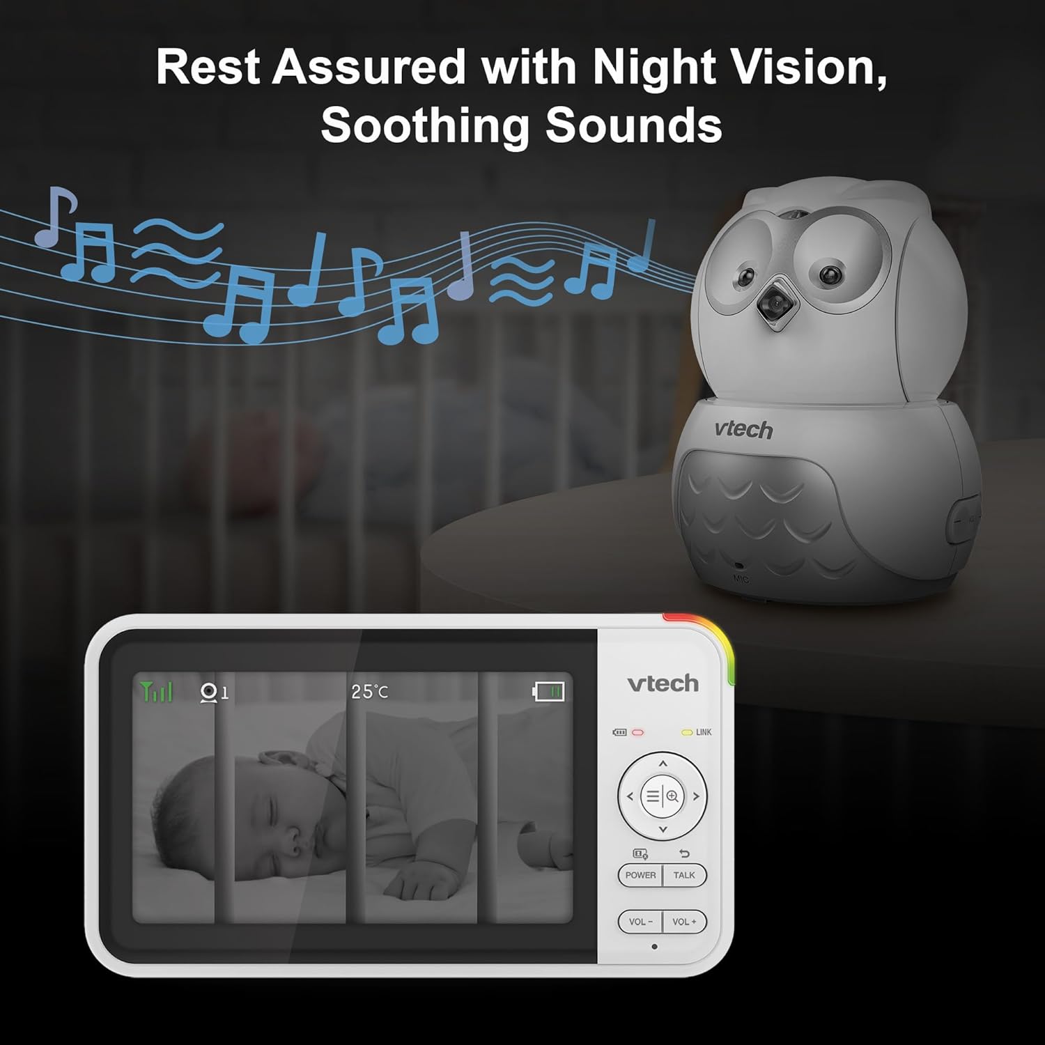 VTech BM5550-OWLN 5" Dual Camera Pan & Tilt Video Baby Monitor – Fair Condition VTECH