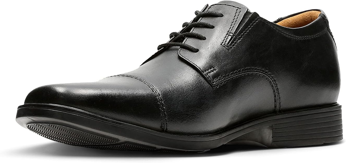 Clarks Men's Tilden Cap Oxford, Black Leather, 8.5 US / EU 41.5 Clarks Men's