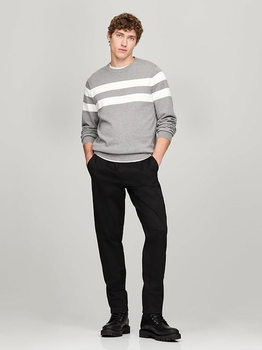 Tommy Hilfiger Men's Stamford Sweater, B25 Grey Heather, Large Tommy Hilfiger