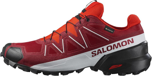 Salomon Men's Speedcross 5 GTX trail running and hiking shoe, Red Dahlia/White/Black, EU 41.3 / US 8 Salomon