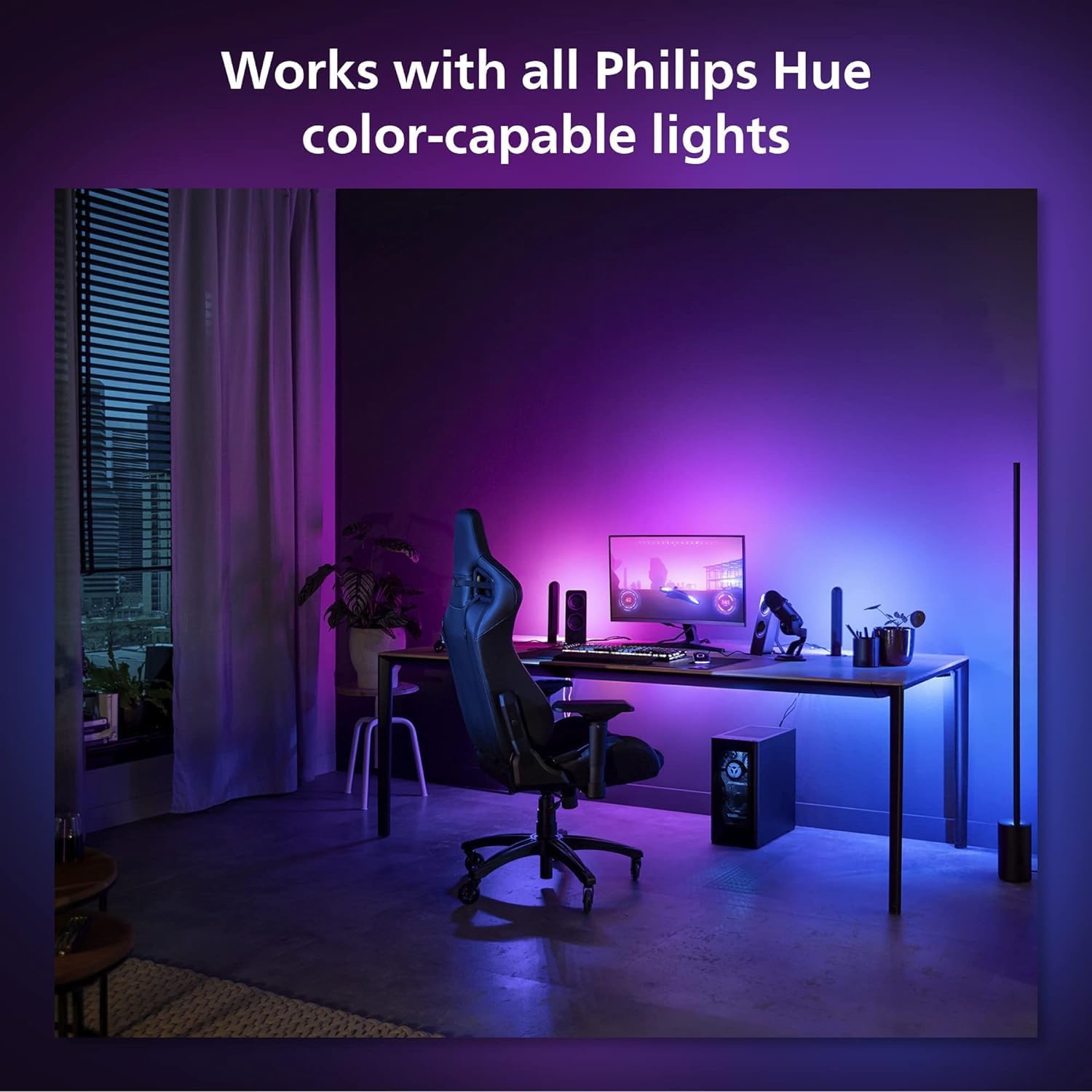 Philips Hue Play Gradient PC Lightstrip Starter Kit 24-27" Monitor + Hue Bridge – As New Philips