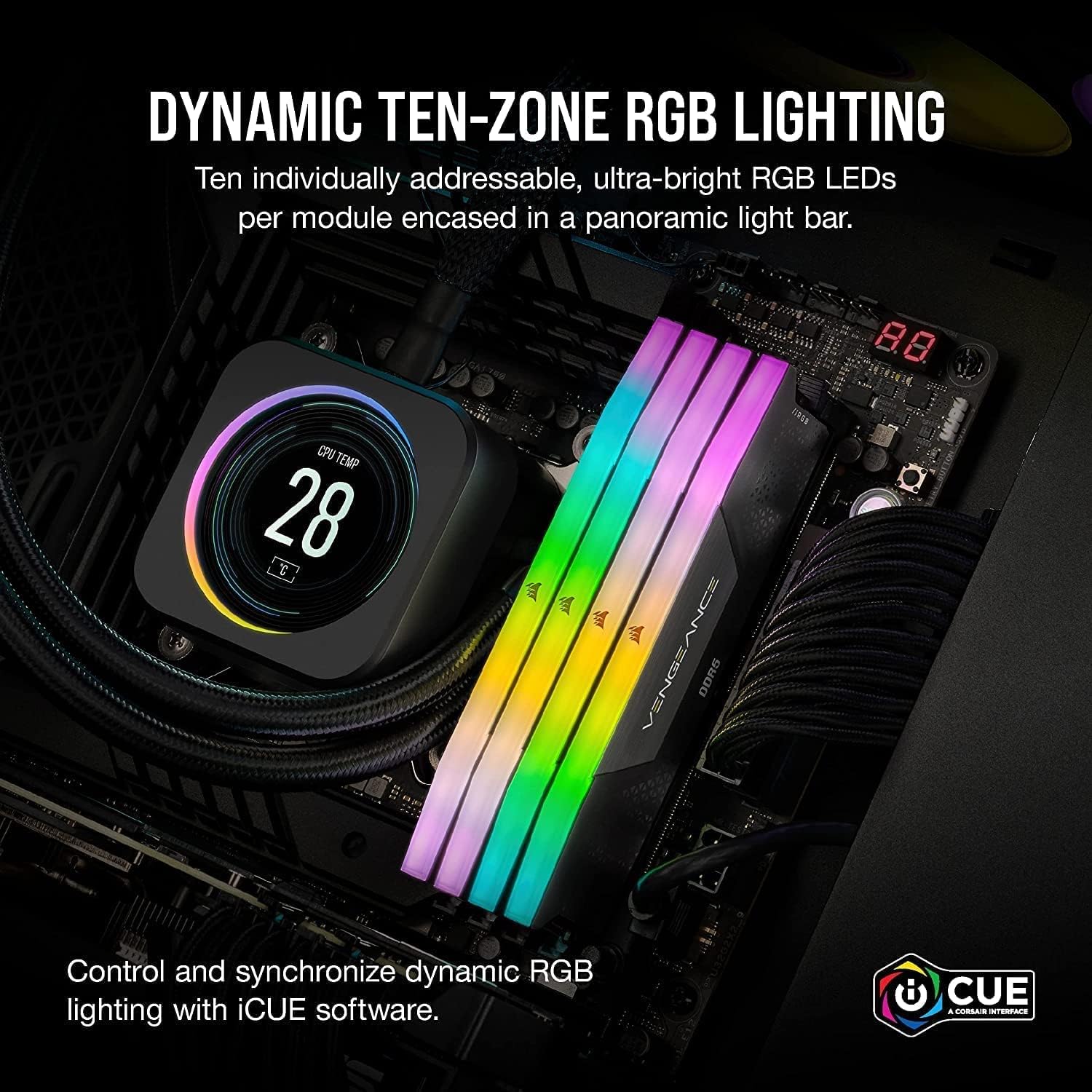 CORSAIR Vengeance RGB DDR5 16GB 6000MHz CL36 Intel XMP RGB RAM Black CMH32GX5M2E6000C36 – Excellent Condition (Only 1 stick available) CORSAIR