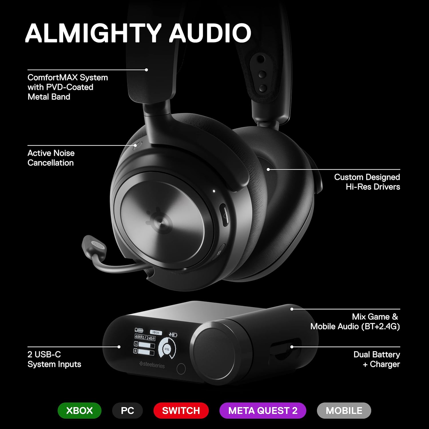 SteelSeries Arctis Nova Pro Wireless X Gaming Headset Xbox PS5 PC Switch - As New STEELSERIES