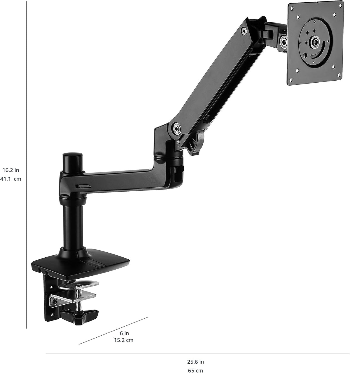 Amazon Basics Single Monitor Stand, Lift Engine Arm Mount, Black - As New - Refurbished Amazon Basics