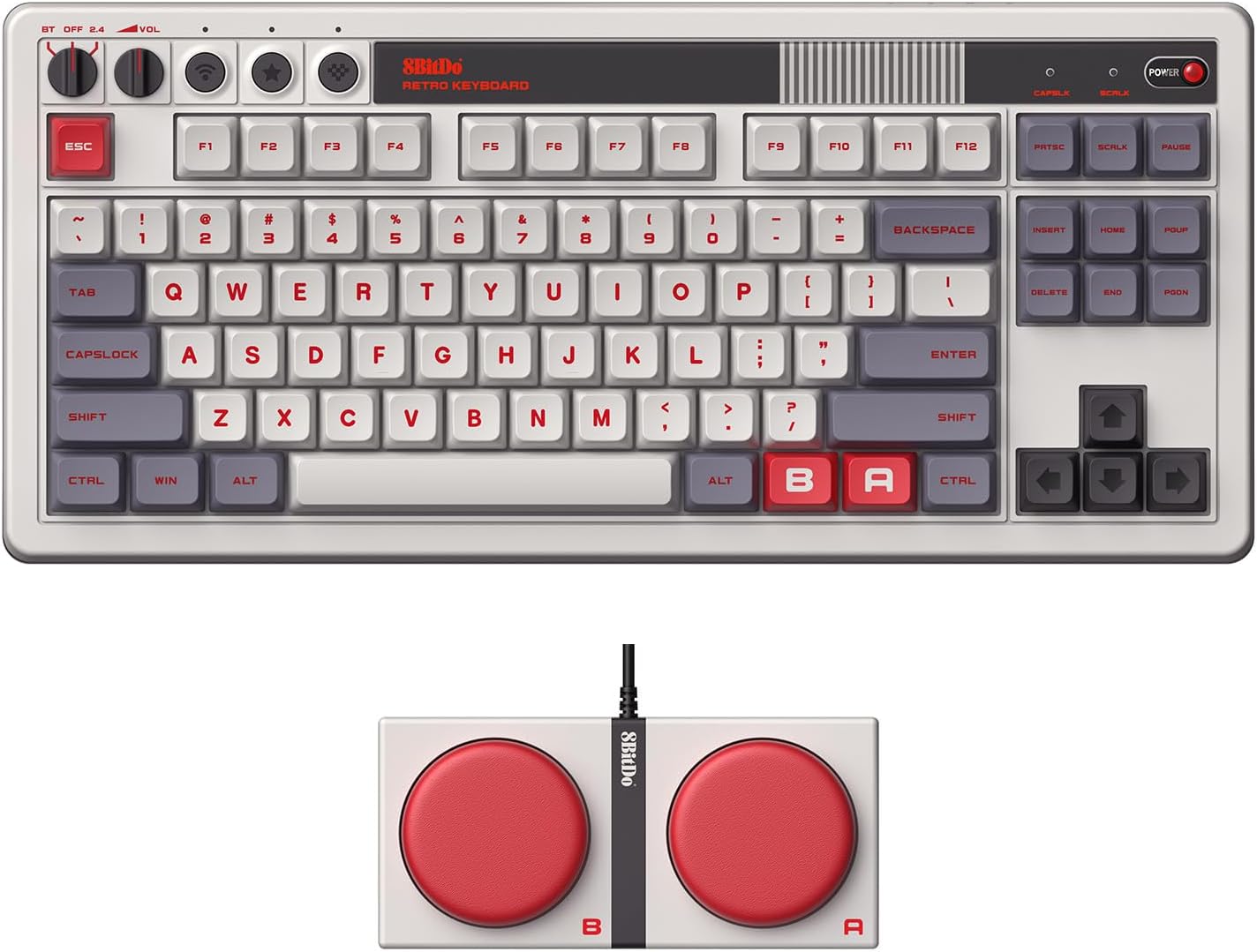 8BitDo Retro Mechanical Keyboard Bluetooth 2.4G USB-C Hot Swappable – Excellent Condition 8BITDO