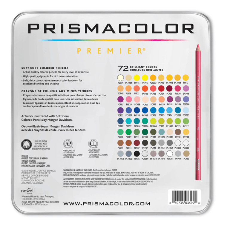 Prismacolor Premier Soft Core Coloured Pencils 72 Pack Tin Set