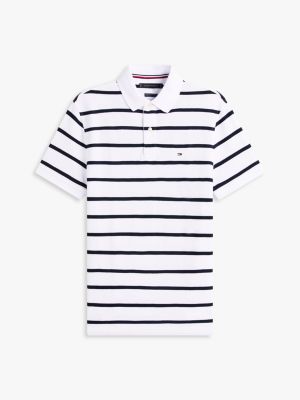Tommy Hilfiger Men's Regular Fit Striped Polo, Fresh White, Medium Tommy Hilfiger