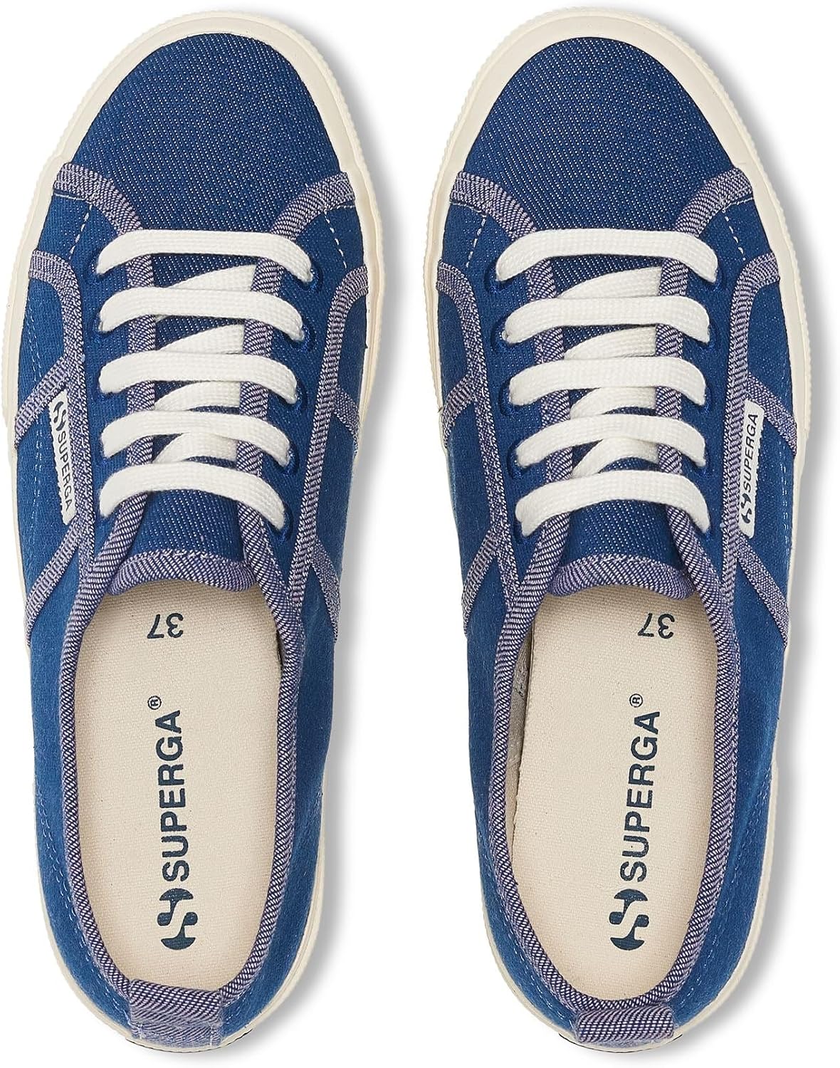 Superga Unisex 2750 Reverse Denim Sneaker, Blue-Violet-Off White - EU 38 Superga