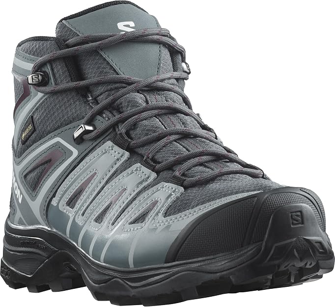 Salomon Women's X Ultra Pioneer Mid GTX Hiking Shoe, Ebony/Stormy Weather/Wine Tasting, 9.5 US / EU 42 Salomon