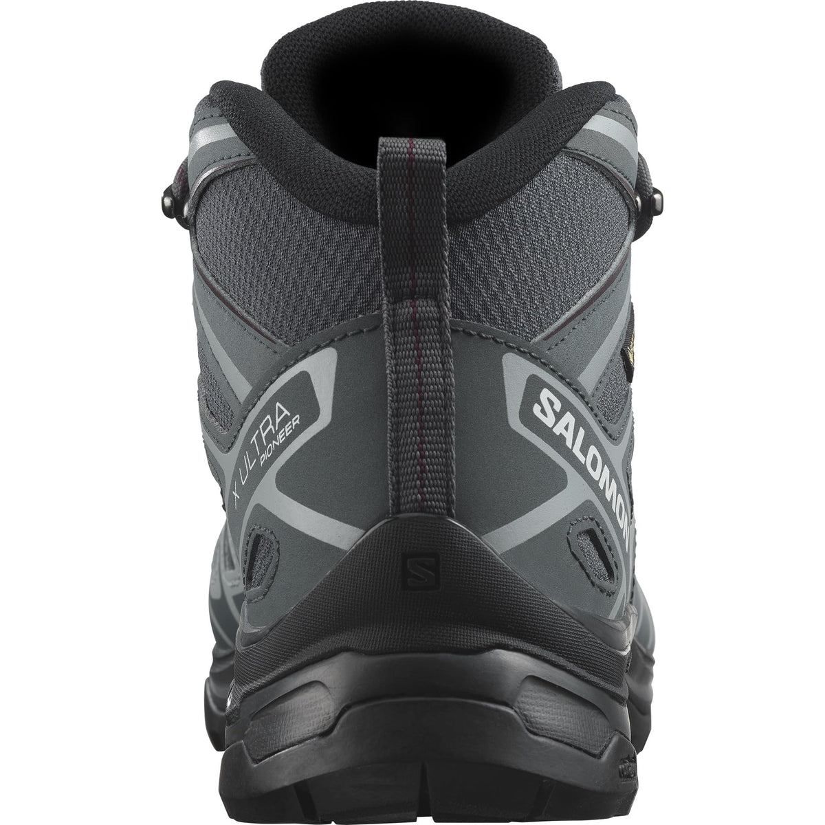 Salomon Women's X Ultra Pioneer Mid GTX Hiking Shoe, Ebony/Stormy Weather/Wine Tasting, 9.5 US / EU 42 Salomon