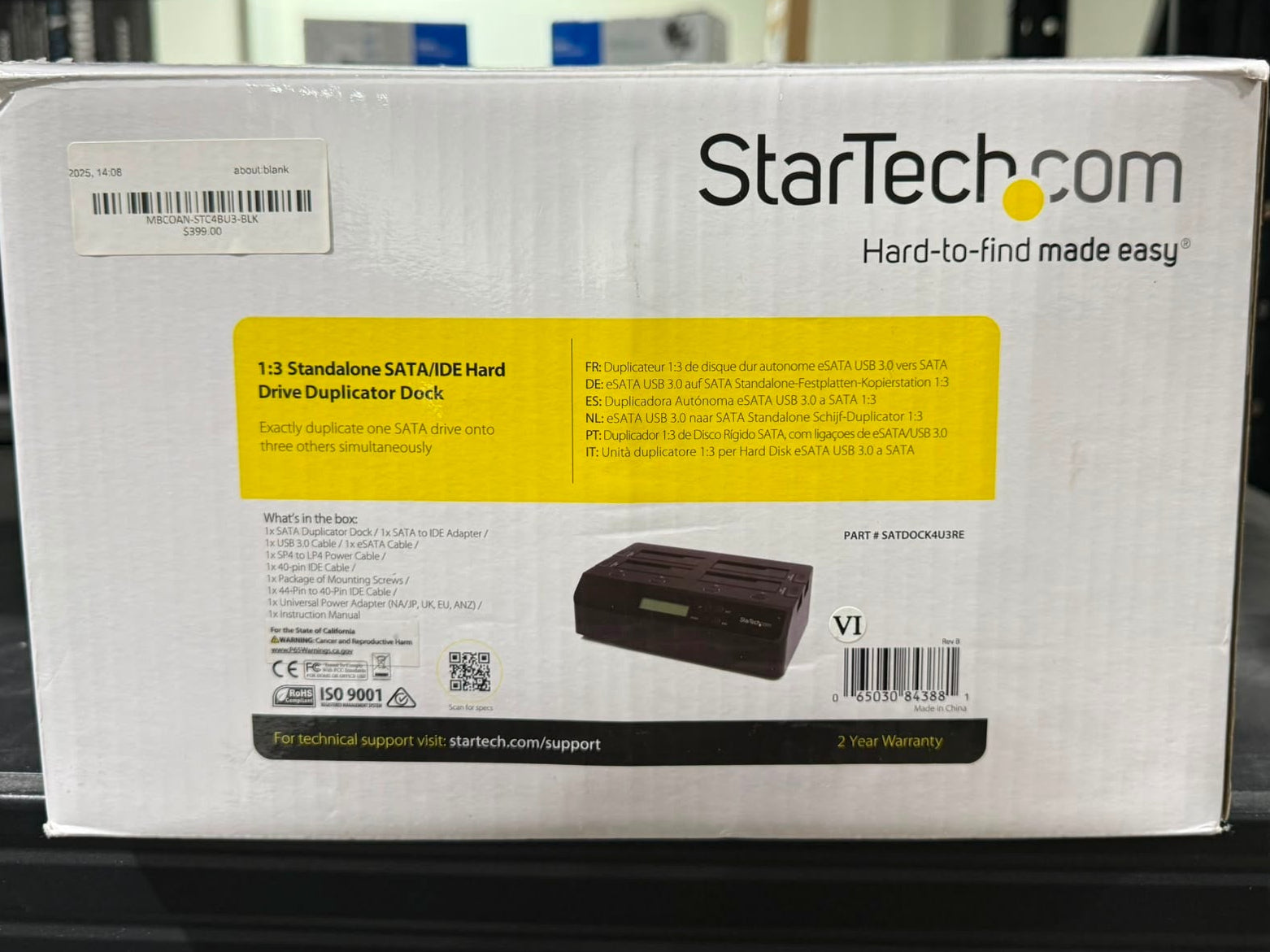 StarTech.com 4-Bay USB 3.0 & eSATA to SATA Standalone HDD Duplicator Dock – As New StarTech.com