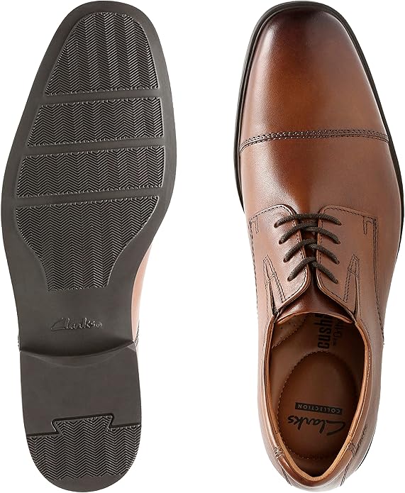 Clarks Men's Tilden Cap Oxford, Dark Tan Leather, 11 US / 44.5 EU Clarks Men's