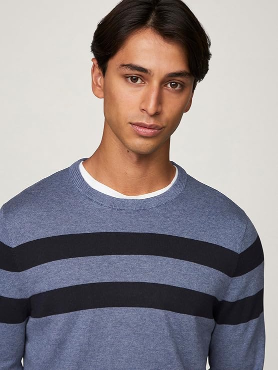 Tommy Hilfiger Men's Stamford Sweater, B8803 Navy Heather, Medium Tommy Hilfiger