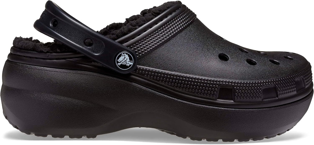 Crocs Women's Classic Platform Lined Clog, Black - EU 38 CROCS