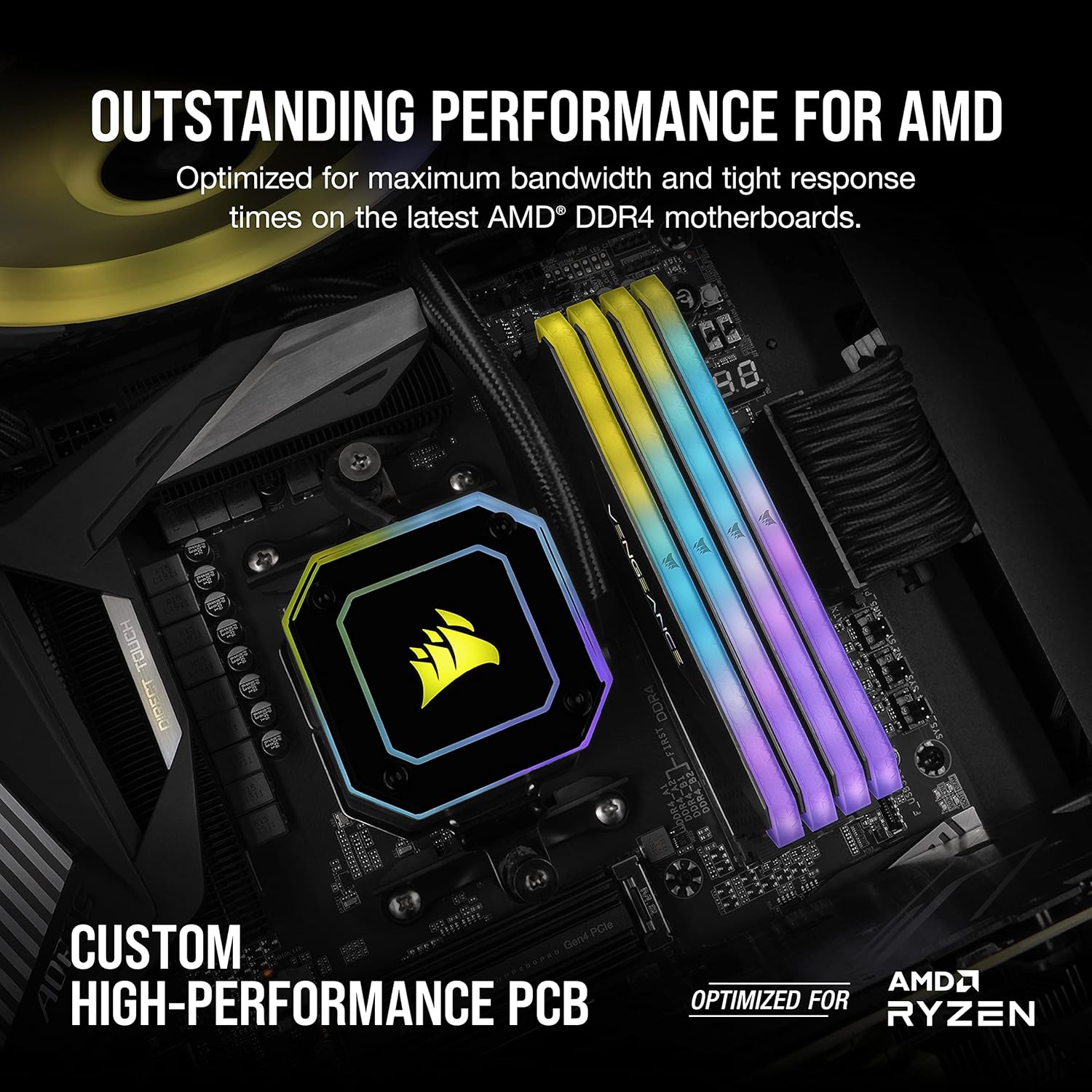 CORSAIR Vengeance RGB RT 32GB (2x16GB) DDR4 3600MHz CL16 Gaming RAM AMD Optimized – Excellent Condition CORSAIR