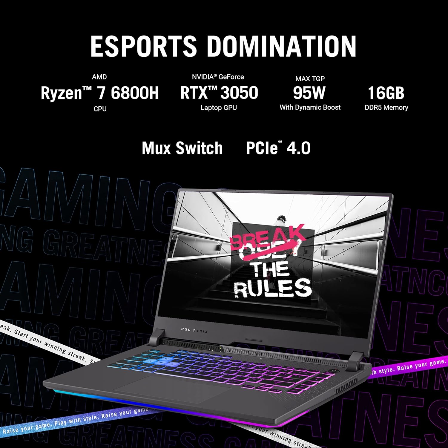ASUS ROG Strix G15 G513RC 15.6" FHD 144Hz Gaming Laptop Ryzen 7 6800H RTX 3050 16GB 512GB SSD – Excellent Condition ASUS