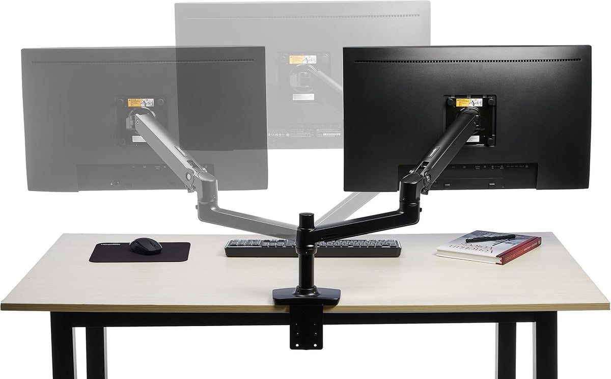 Amazon Basics Single Monitor Stand, Lift Engine Arm Mount, Black - As New - Refurbished Amazon Basics