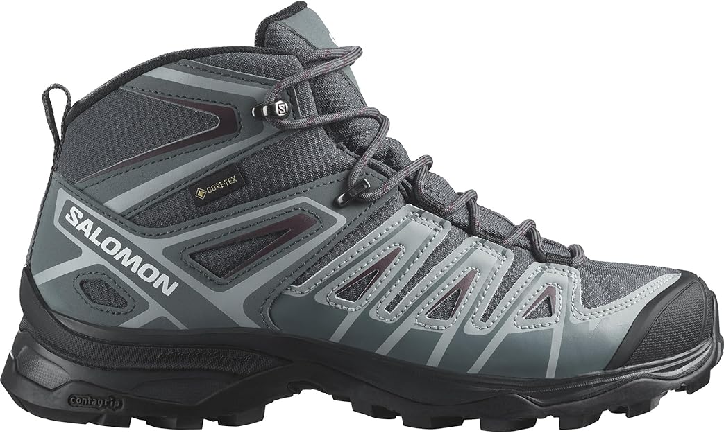 Salomon Women's X Ultra Pioneer Mid GTX Hiking Shoe, Ebony/Stormy Weather/Wine Tasting, 9.5 US / EU 42 Salomon