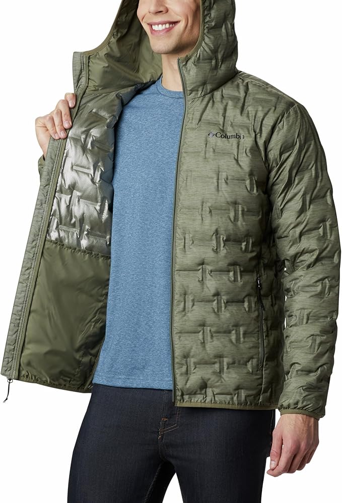 Columbia Men's Delta Ridge Down Hooded Jacket, Green, M Columbia