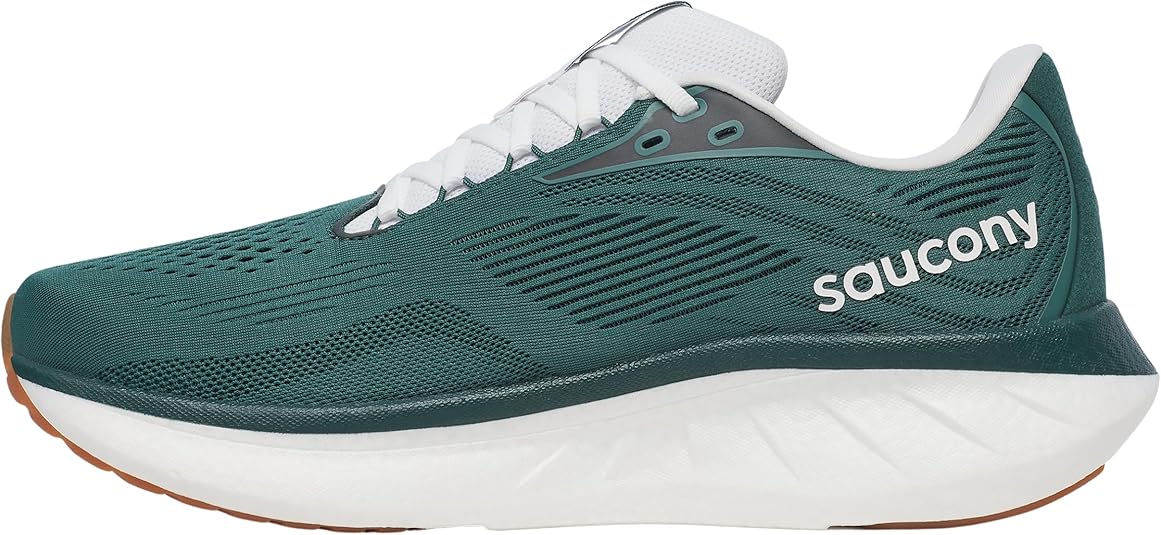 Saucony Men's Ride 18 Sneaker, Pine/White, US 12/ EU 46.5 Saucony