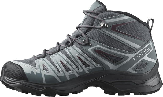 Salomon Women's X Ultra Pioneer Mid GTX Hiking Shoe, Ebony/Stormy Weather/Wine Tasting, 9.5 US / EU 42 Salomon