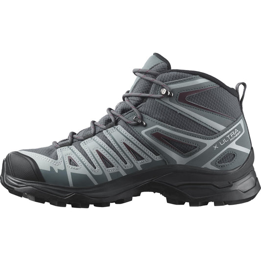 Salomon Women's X Ultra Pioneer Mid GTX Hiking Shoe, Ebony/Stormy Weather/Wine Tasting, 9.5 US / EU 42 Salomon