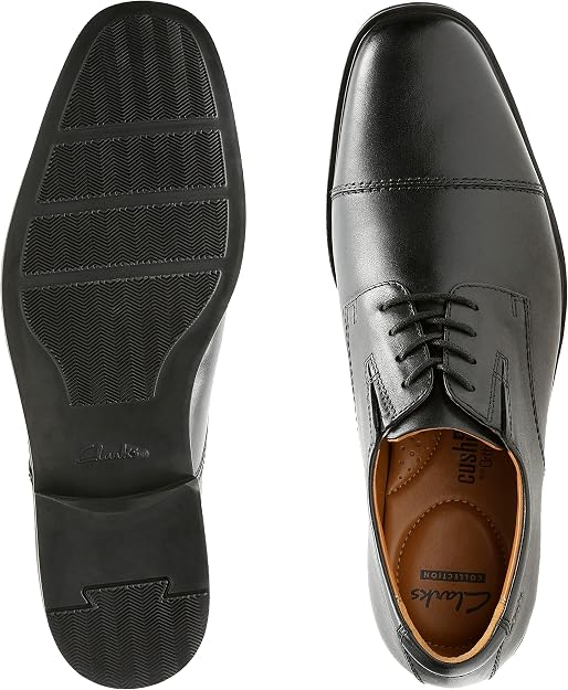Clarks Men's Tilden Cap Oxford, Black Leather, 8.5 US / EU 41.5 Clarks Men's