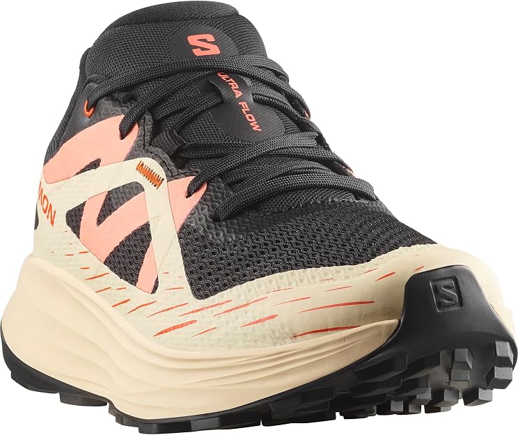 Salomon Women's Ultra Flow Trail Running and Hiking Shoe, Black/Tender/Fuco, 9 US/ EU 41 1/3 Salomon