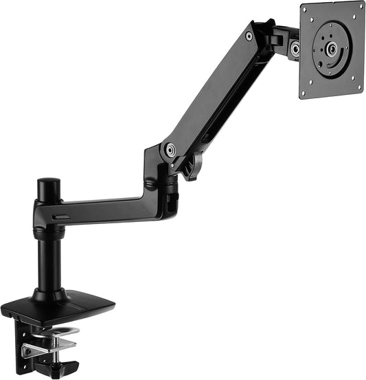 Amazon Basics Single Monitor Stand, Lift Engine Arm Mount, Black - As New - Refurbished Amazon Basics