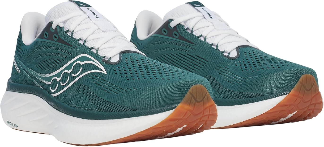 Saucony Men's Ride 18 Sneaker, Pine/White, US 12/ EU 46.5 Saucony