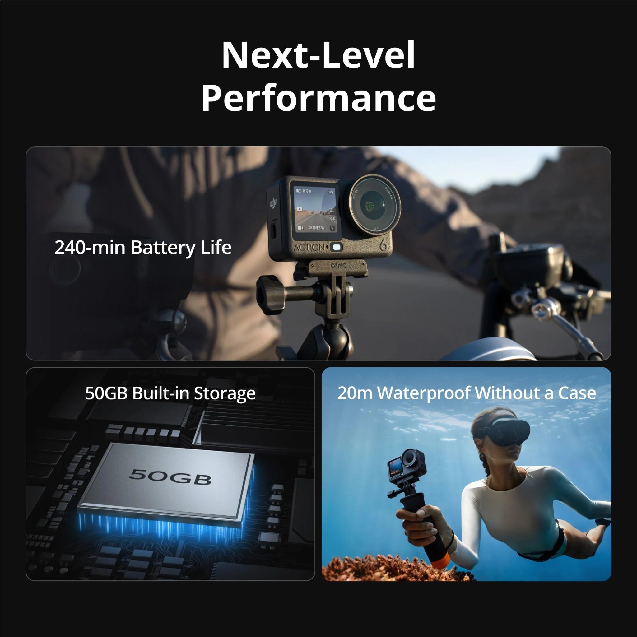 DJI Osmo Action 6 Essential Combo 8K Action Camera 1/1.1" Sensor - As New DJI