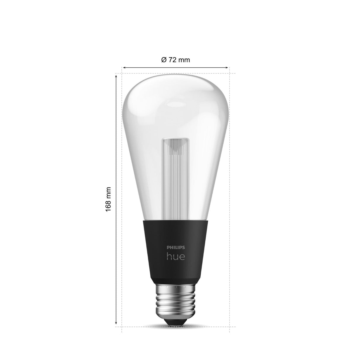 Philips Hue White & Colour Ambiance Lightguide ST70 Smart LED Edison Bulb dimensions