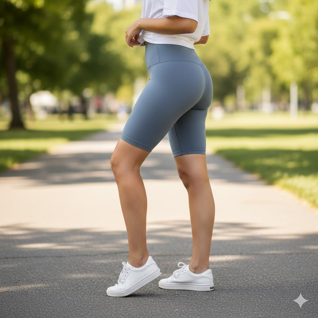 90 Degree By Reflex - High Waist Power Flex Biker Shorts with Side Pockets Mr Bargain