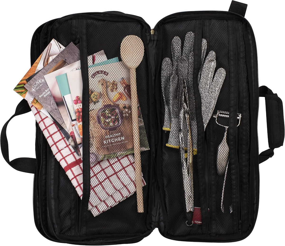 ChefTech 18-Pocket Padded Knife Roll Bag - Black ChefTech