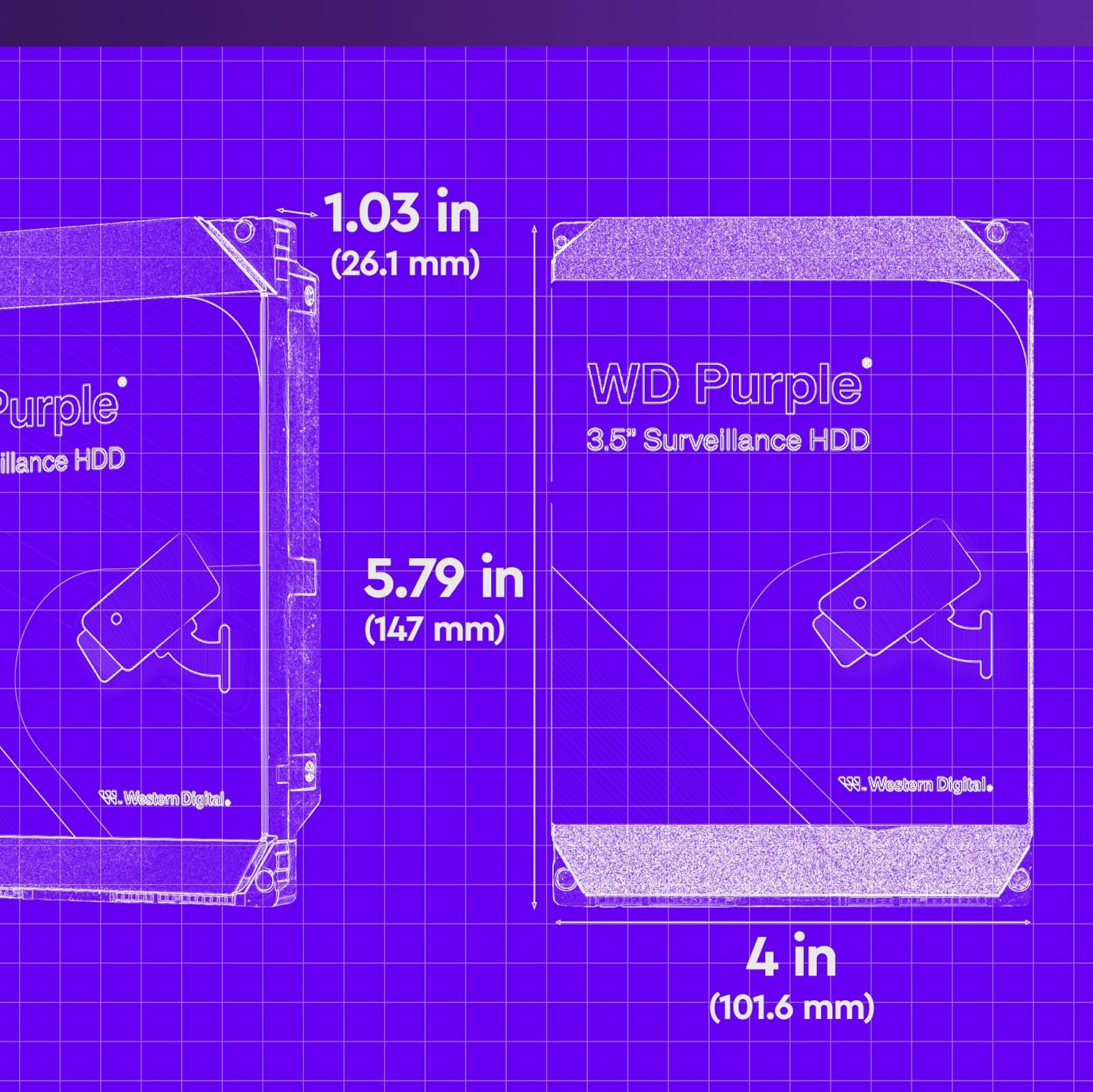 Western Digital WD Purple 4TB Surveillance HDD 3.5" SATA WD43PURZ – As New WESTERN DIGITAL