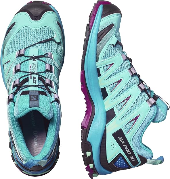 Salomon Women's XA PRO 3D Trail Running and Hiking Shoe, Blue Curacao/Bluebird/Dark Purple, 6 US Salomon